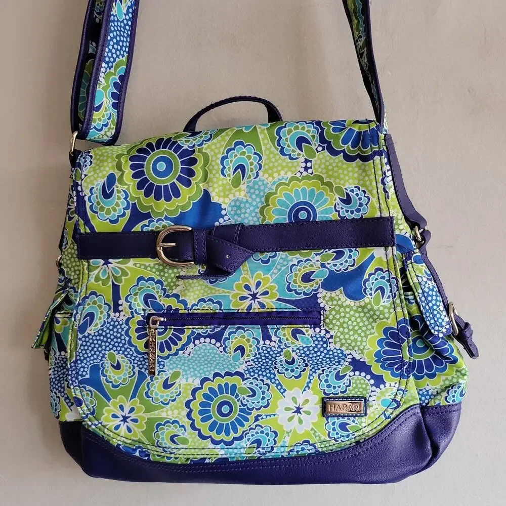 Hadaki Kiko Saddle bag in Jazz Cobalt crossbody purse blue/green floral